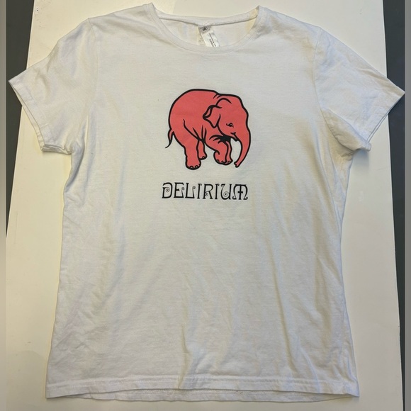 B&C Delirium elephant short sleeve white top 100% Organic Cotton women's size L - Picture 2 of 8